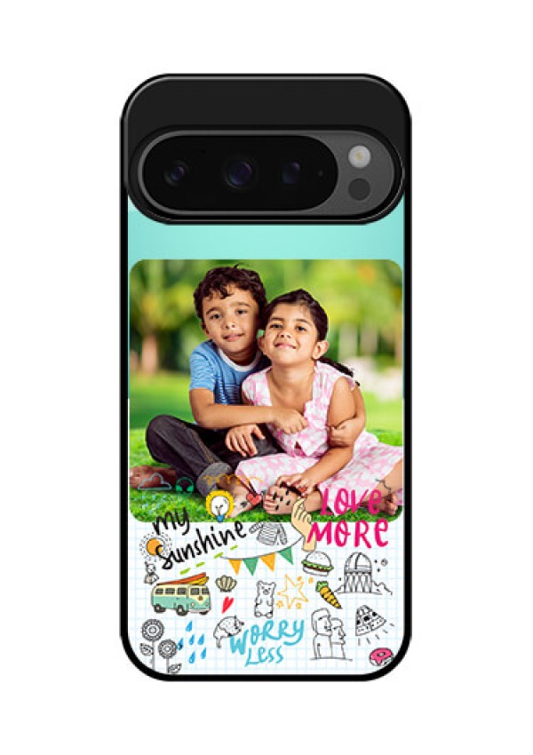 Google Pixel 9 Pro 5G Custom Glass Phone Case - Doodle Love Design