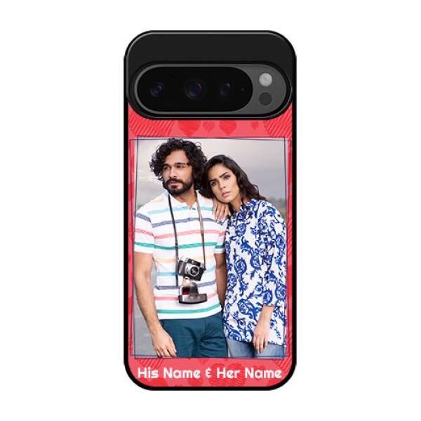 Google Pixel 9 Pro 5G Custom Glass Phone Case - With Red Heart Symbols Design