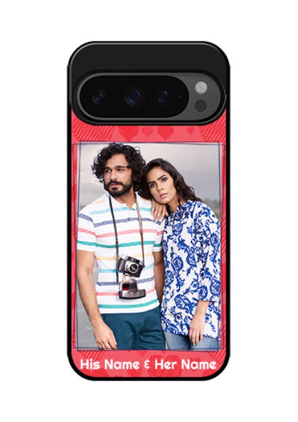 Google Pixel 9 Pro 5G Custom Glass Phone Case - With Red Heart Symbols Design