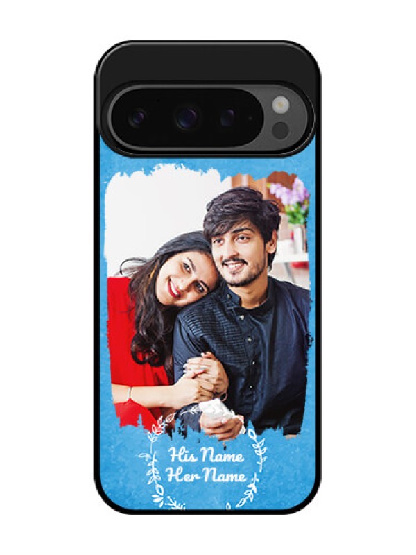 Custom Google Pixel 9 Pro 5G Custom Glass Phone Case - Blue Color Vintage Design