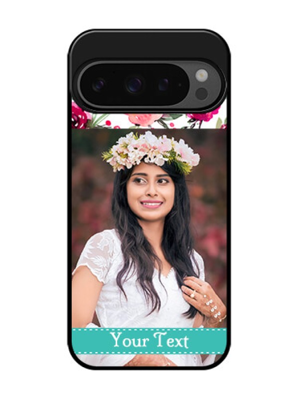 Custom Google Pixel 9 Pro 5G Custom Glass Phone Case - Water Colors Floral Design