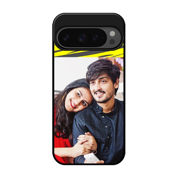 Google Pixel 9 Pro 5G Custom Glass Phone Case - Yellow Abstract Design