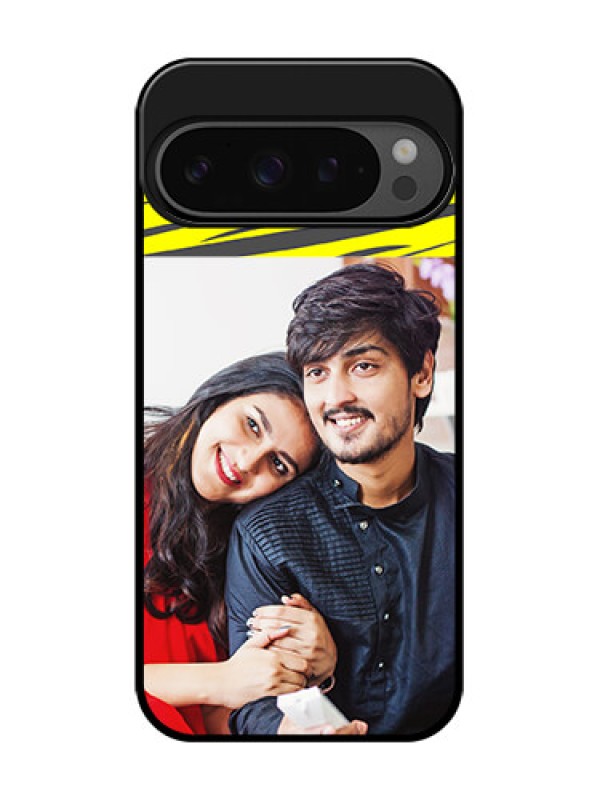 Custom Google Pixel 9 Pro 5G Custom Glass Phone Case - Yellow Abstract Design