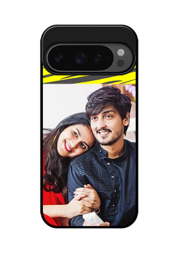 Google Pixel 9 Pro 5G Custom Glass Phone Case - Yellow Abstract Design