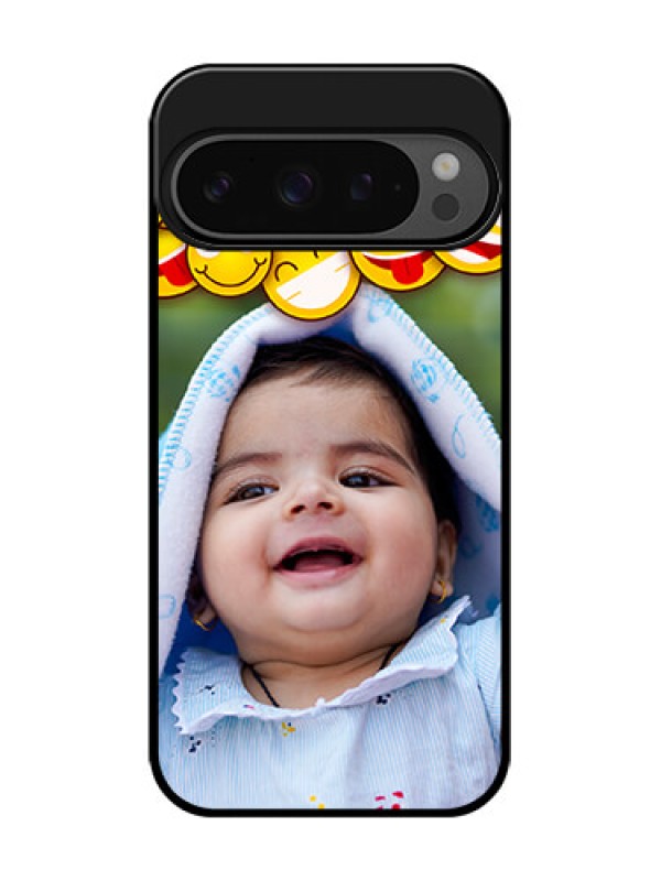 Custom Google Pixel 9 Pro 5G Custom Glass Phone Case - With Smiley Emoji Design