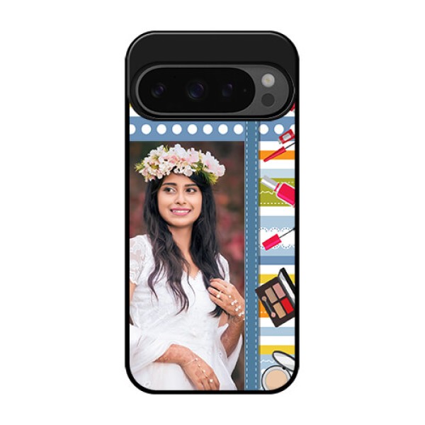 Google Pixel 9 Pro 5G Custom Glass Phone Case - Makeup Icons Design