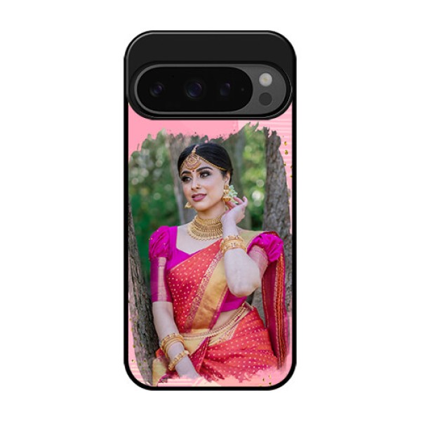 Google Pixel 9 Pro 5G Custom Glass Phone Case - Gold Glitter Splash Design