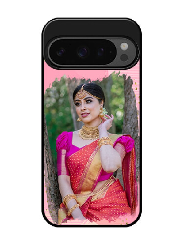 Custom Google Pixel 9 Pro 5G Custom Glass Phone Case - Gold Glitter Splash Design