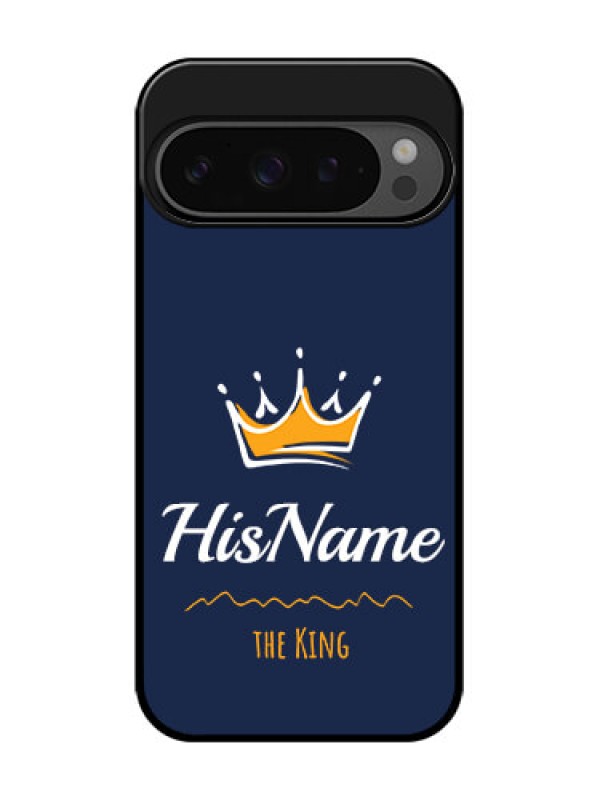 Custom Google Pixel 9 Pro 5G Custom Glass Phone Case - King With Name Design