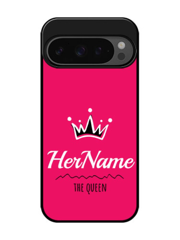 Custom Google Pixel 9 Pro 5G Custom Glass Phone Case - Queen With Name Design