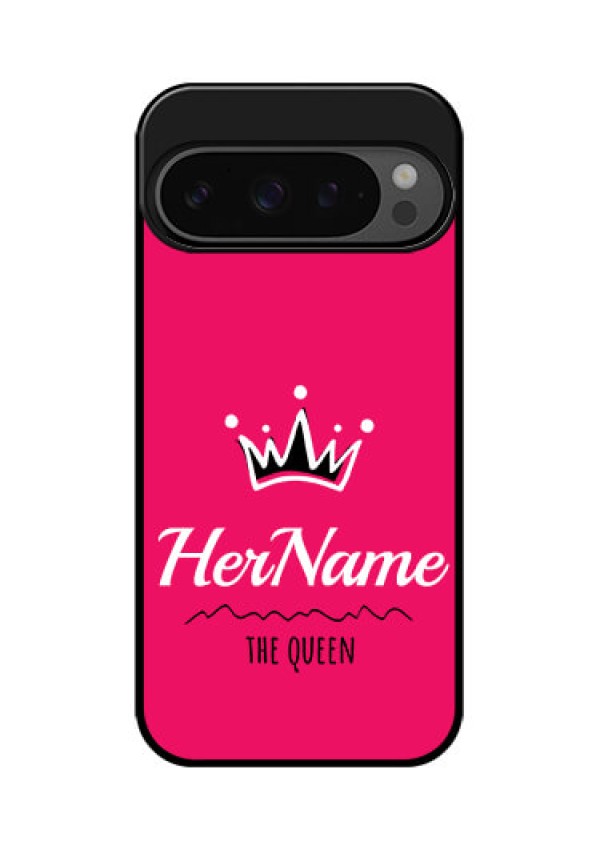 Google Pixel 9 Pro 5G Custom Glass Phone Case - Queen With Name Design