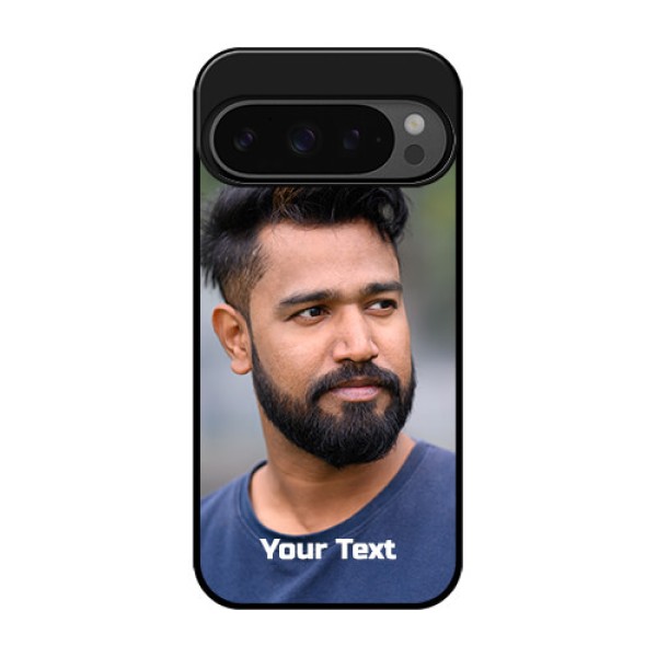 Google Pixel 9 Pro 5G Custom Glass Phone Case - Photo With Text Design