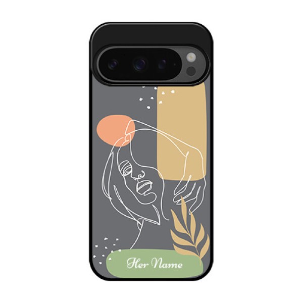 Google Pixel 9 Pro 5G Custom Glass Phone Case - Gazing Woman Line Art Design