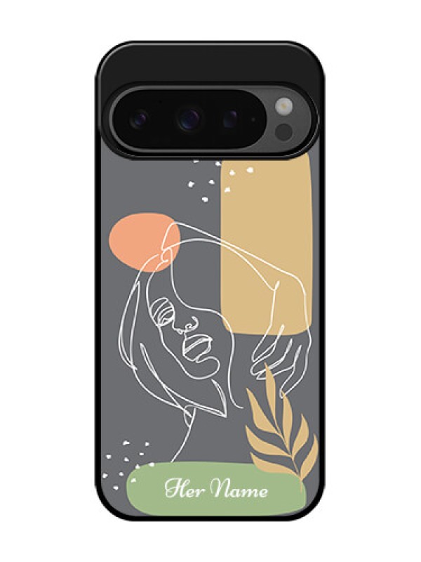 Custom Google Pixel 9 Pro 5G Custom Glass Phone Case - Gazing Woman Line Art Design