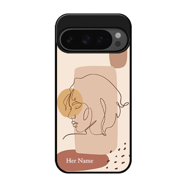 Google Pixel 9 Pro 5G Custom Glass Phone Case - Calm Woman Line Art Design