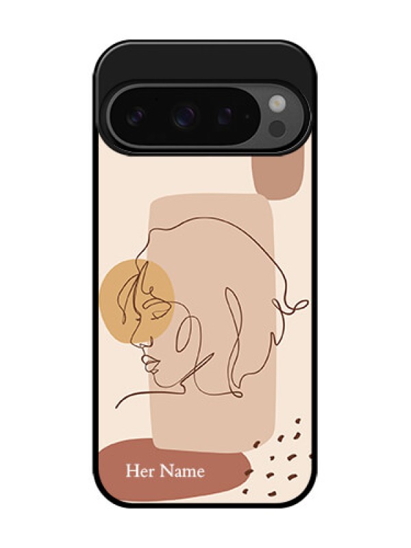 Custom Google Pixel 9 Pro 5G Custom Glass Phone Case - Calm Woman Line Art Design