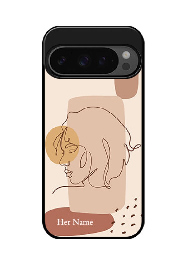 Google Pixel 9 Pro 5G Custom Glass Phone Case - Calm Woman Line Art Design