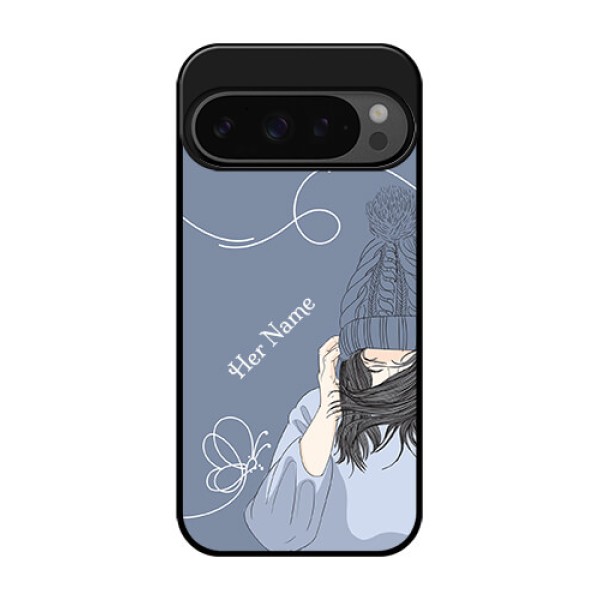 Google Pixel 9 Pro 5G Custom Glass Phone Case - Girl In Winter Outfit Design
