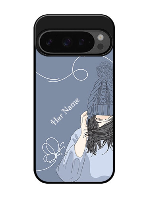 Custom Google Pixel 9 Pro 5G Custom Glass Phone Case - Girl In Winter Outfit Design