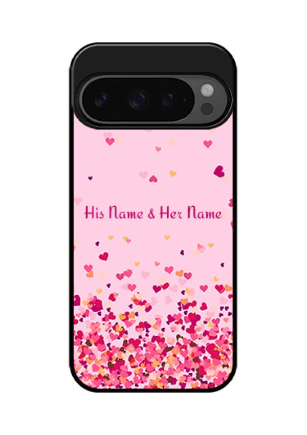 Google Pixel 9 Pro 5G Custom Glass Phone Case - Floating Hearts Design