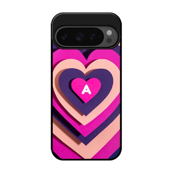 Google Pixel 9 Pro 5G Custom Glass Phone Case - Cute Heart Pattern Design