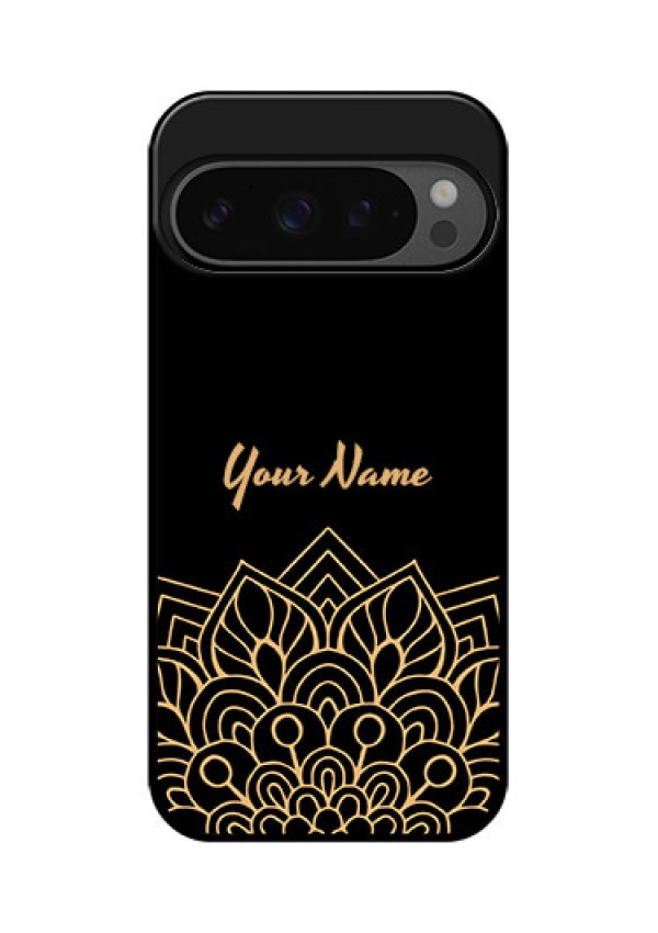 Google Pixel 9 Pro 5G Custom Glass Phone Case - Golden Mandala Design
