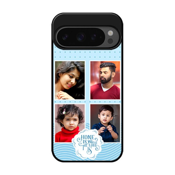 Google Pixel 9 Pro 5G Custom Glass Phone Case - Cute Love Quote With 4 Pic Upload Design
