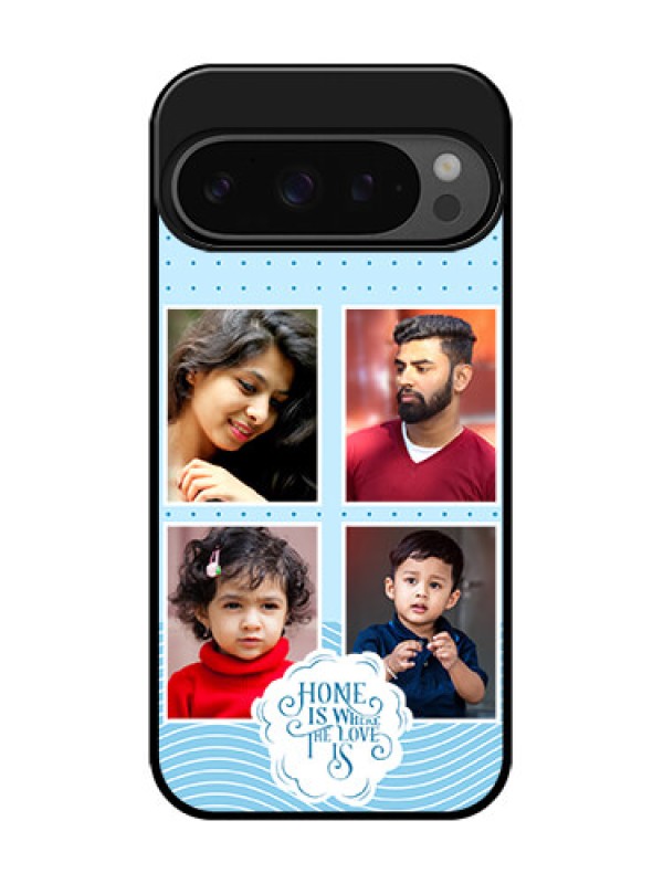 Custom Google Pixel 9 Pro 5G Custom Glass Phone Case - Cute Love Quote With 4 Pic Upload Design