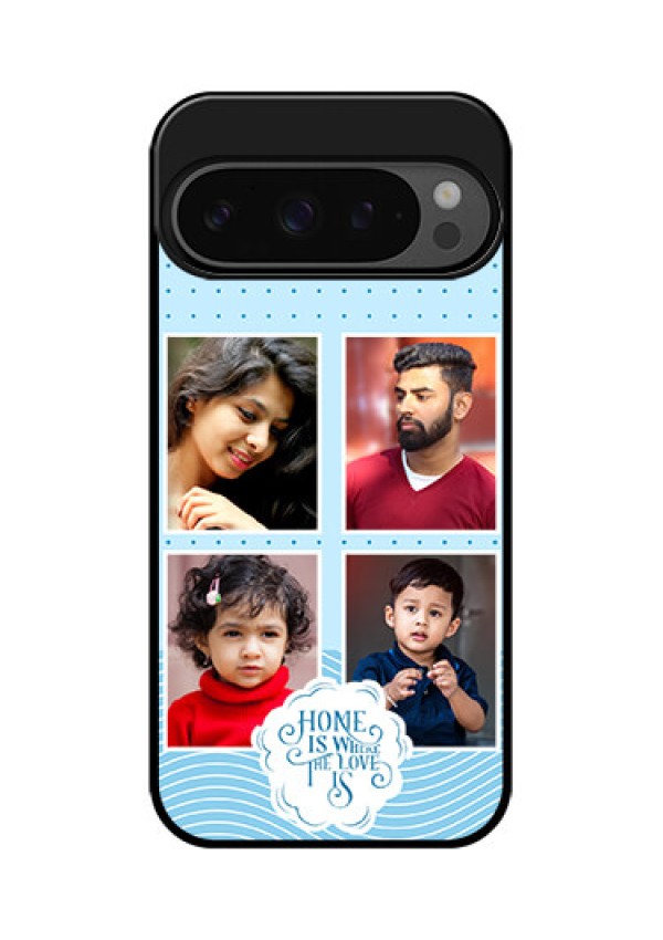 Google Pixel 9 Pro 5G Custom Glass Phone Case - Cute Love Quote With 4 Pic Upload Design