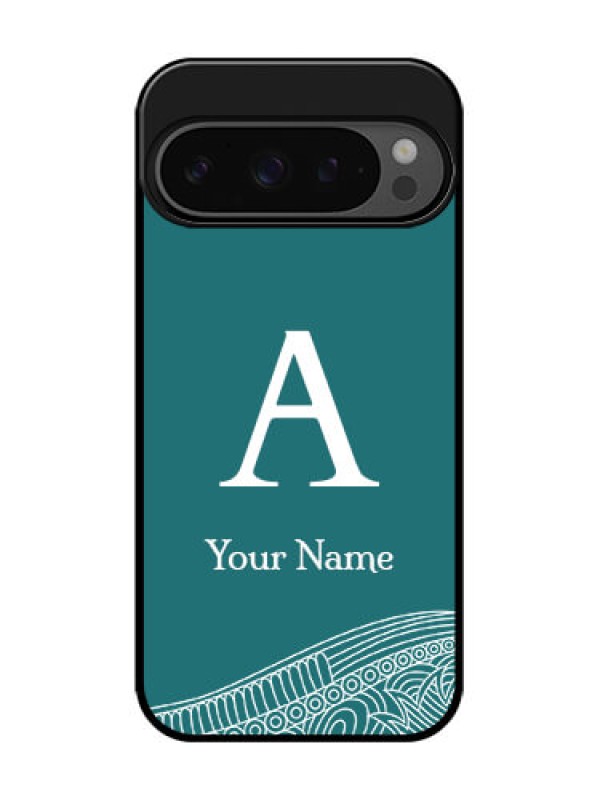 Custom Google Pixel 9 Pro 5G Custom Glass Phone Case - Line Art Pattern With Custom Name Design