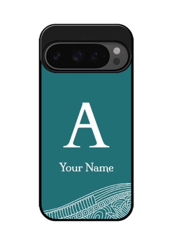 Google Pixel 9 Pro 5G Custom Glass Phone Case - Line Art Pattern With Custom Name Design
