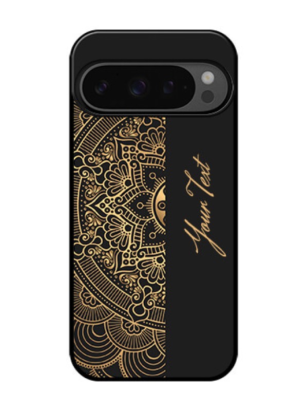 Custom Google Pixel 9 Pro 5G Custom Glass Phone Case - Mandala Art With Custom Text Design