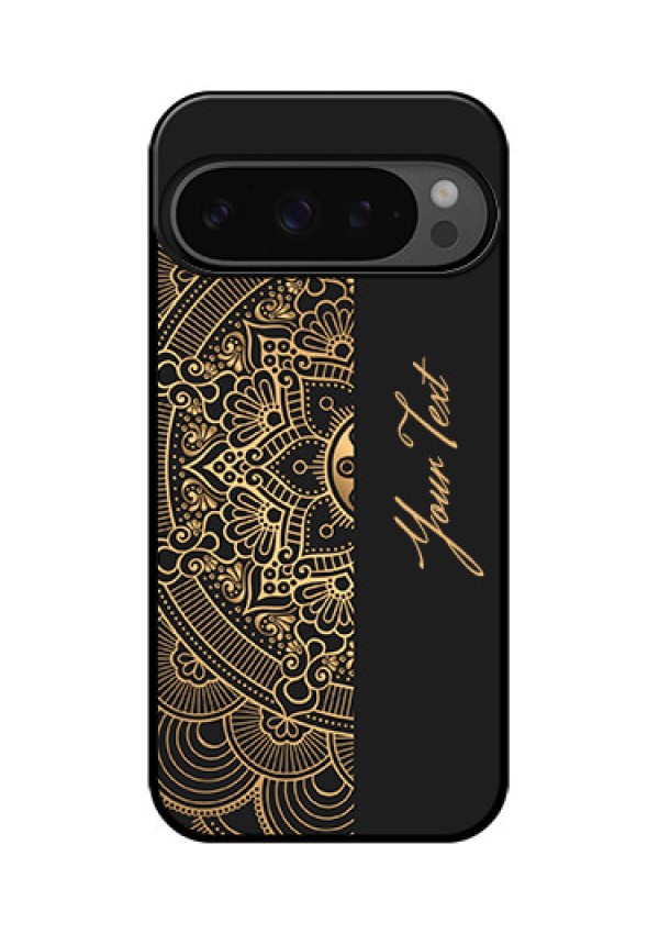 Google Pixel 9 Pro 5G Custom Glass Phone Case - Mandala Art With Custom Text Design