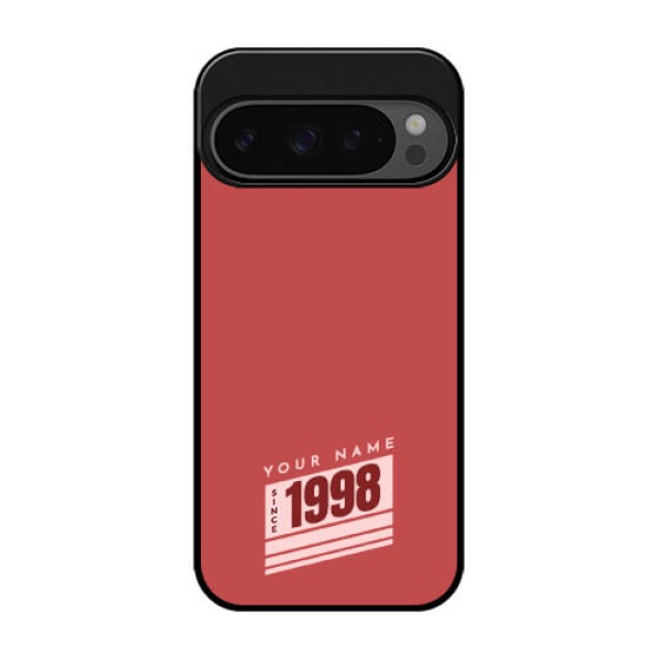 Google Pixel 9 Pro 5G Custom Glass Phone Case - Red Custom Year Of Birth Design