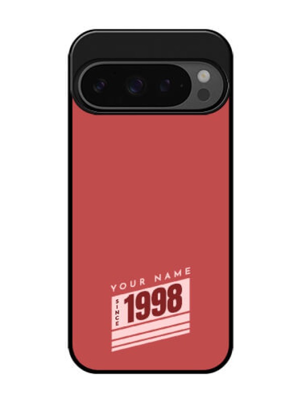 Custom Google Pixel 9 Pro 5G Custom Glass Phone Case - Red Custom Year Of Birth Design