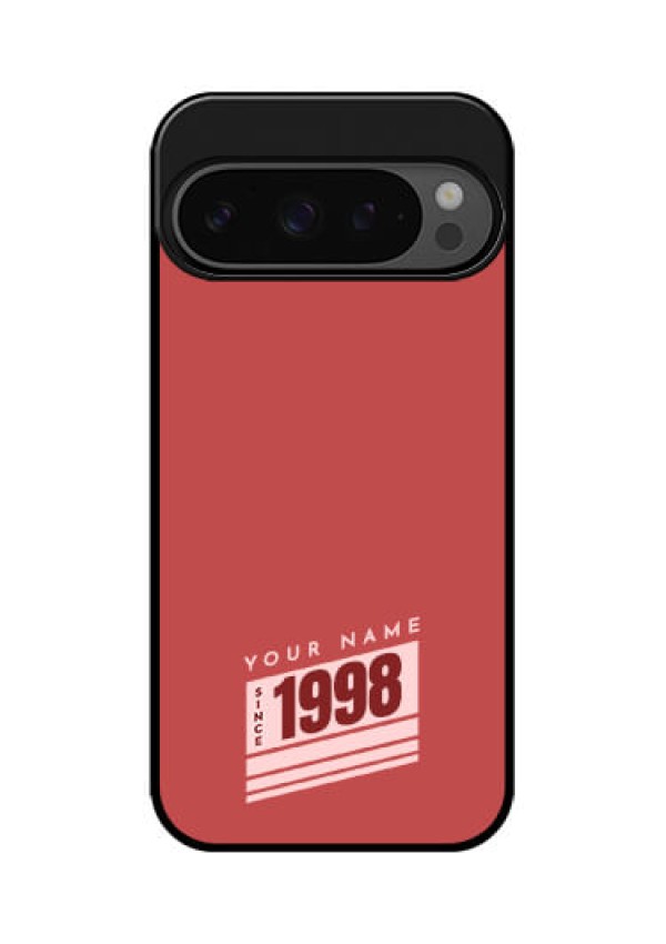 Google Pixel 9 Pro 5G Custom Glass Phone Case - Red Custom Year Of Birth Design