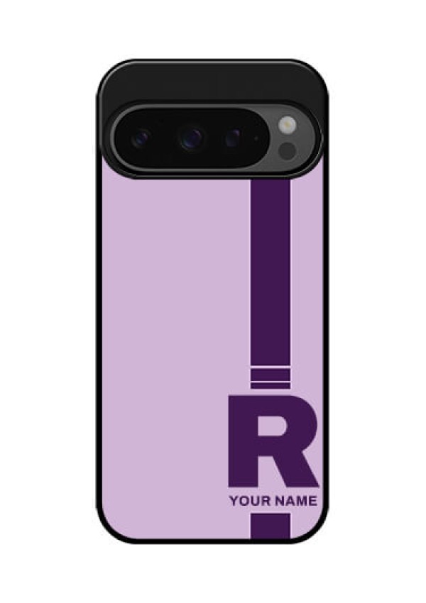 Google Pixel 9 Pro 5G Custom Glass Phone Case - Simple Dual Tone Stripe With Name Design