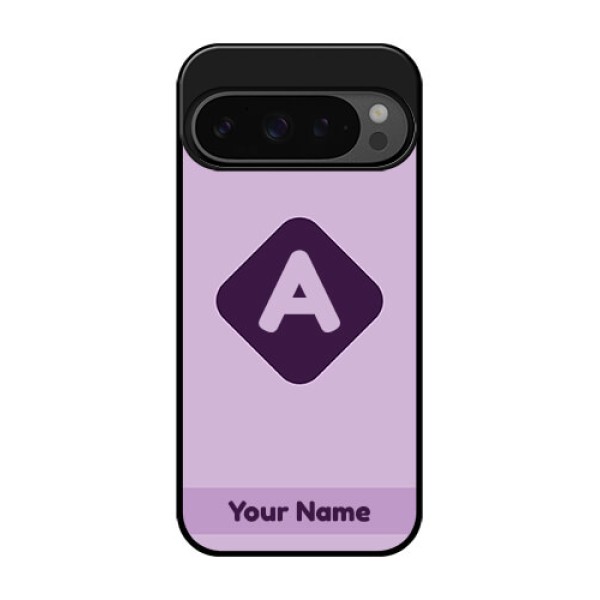 Google Pixel 9 Pro 5G Custom Glass Phone Case - Custom Letter In Curved Badge Design