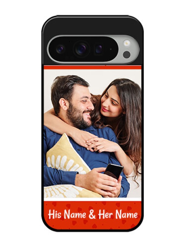 Custom Google Pixel 9 Pro Xl Custom Glass Phone Case - Orange Love Symbol Design