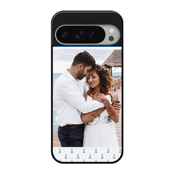 Google Pixel 9 Pro Xl Custom Glass Phone Case - Blue Anchors Design