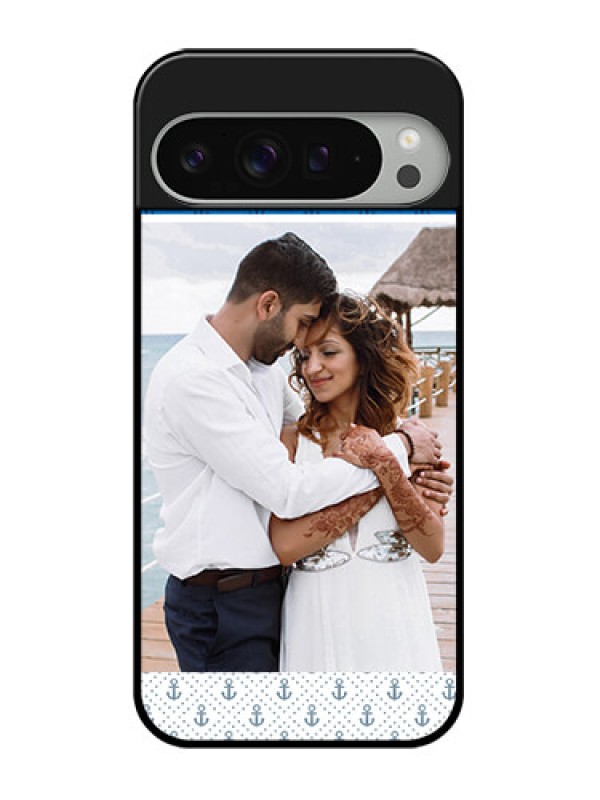 Custom Google Pixel 9 Pro Xl Custom Glass Phone Case - Blue Anchors Design