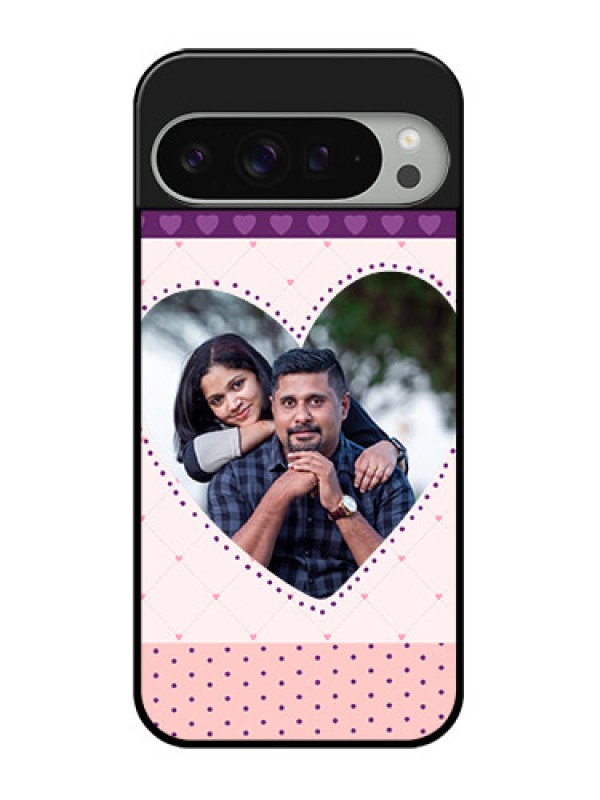 Custom Google Pixel 9 Pro Xl Custom Glass Phone Case - Violet Love Dots Design