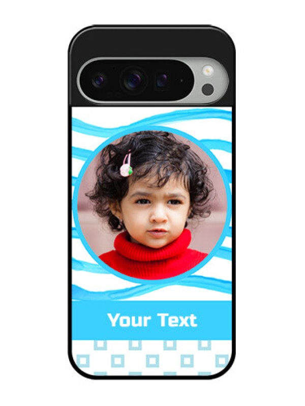 Custom Google Pixel 9 Pro Xl Custom Glass Phone Case - Simple Blue Case Design
