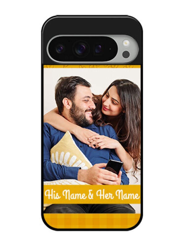 Custom Google Pixel 9 Pro Xl Custom Glass Phone Case - Yellow Floral Design