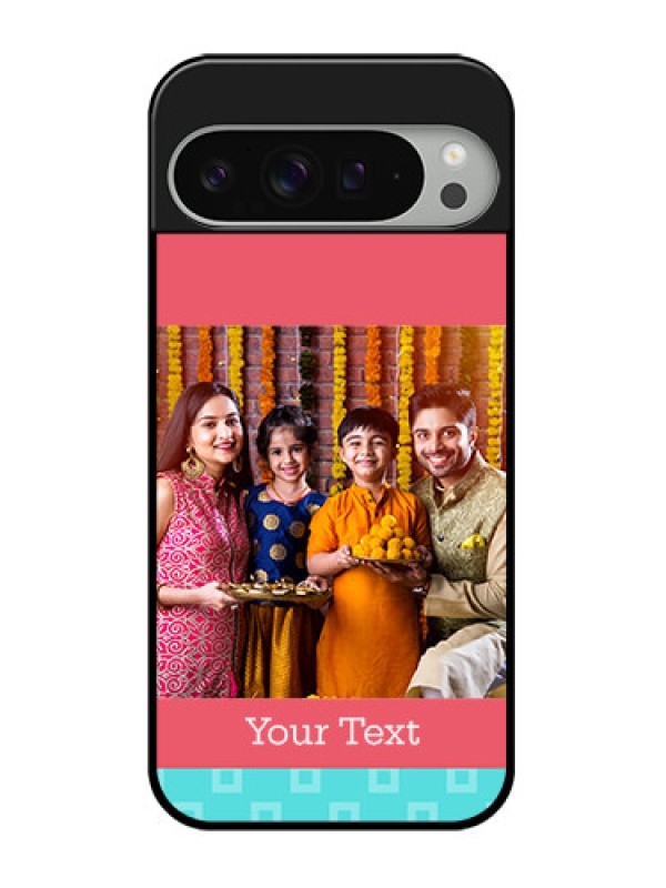 Custom Google Pixel 9 Pro Xl Custom Glass Phone Case - Peach and Blue Color Design