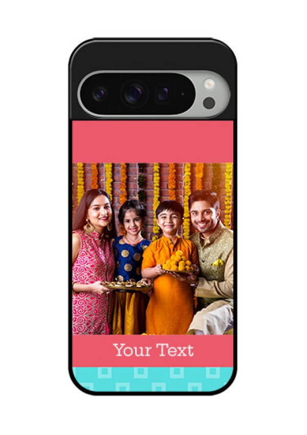 Google Pixel 9 Pro Xl Custom Glass Phone Case - Peach and Blue Color Design