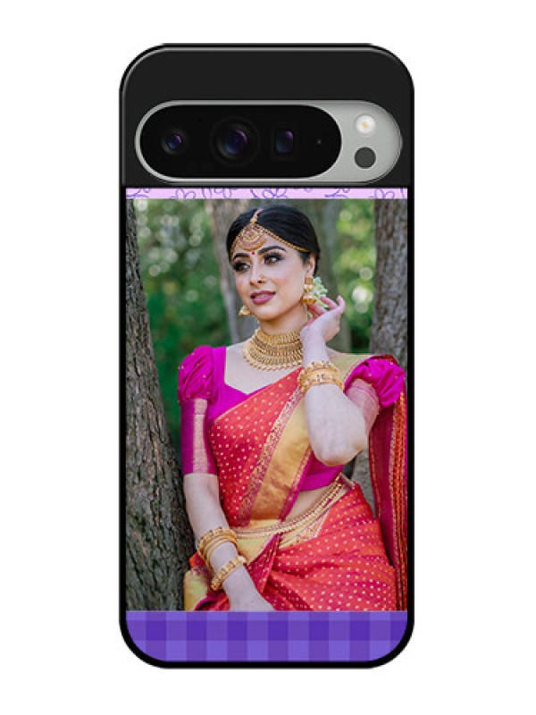 Custom Google Pixel 9 Pro Xl Custom Glass Phone Case - Purple Floral Design