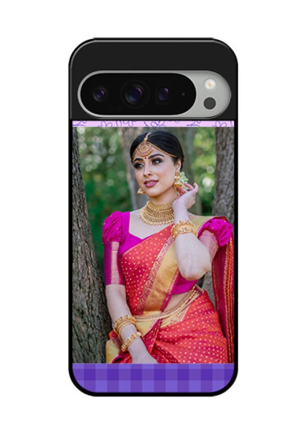 Google Pixel 9 Pro Xl Custom Glass Phone Case - Purple Floral Design