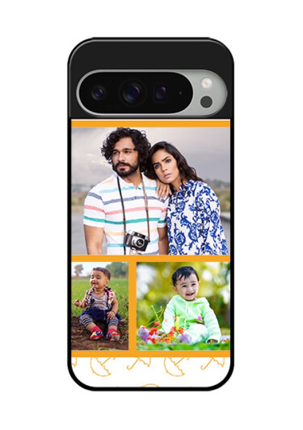 Google Pixel 9 Pro Xl Custom Glass Phone Case - Yellow Pattern Design
