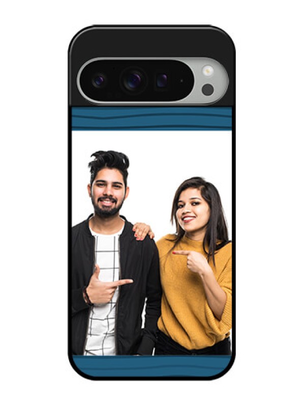 Custom Google Pixel 9 Pro Xl Custom Glass Phone Case - Blue Pattern Cover Design